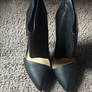 L.A.M.B. Black Textured Pointed Toe Heels